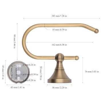 Celbon Brused Bronze Toilet Paper Holder Wall Mounted 7.28 ''/18.5cm Antique Brass Tissue Roll Holder Hanger for Bathroom or Kitchen Room (Brush Bronze)