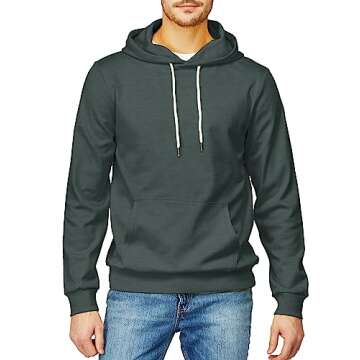 H2H Men's Pullover Hoodie Lightweight Long Sleeve with Kangaroo Pocket Slim Fit Basic Casual Sweatshirt