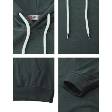 H2H Men's Pullover Hoodie Lightweight Long Sleeve with Kangaroo Pocket Slim Fit Basic Casual Sweatshirt