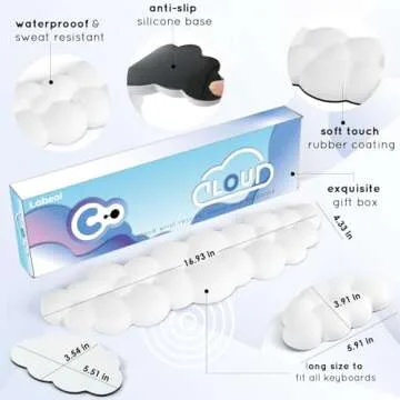 Cloud Wrist Rest for Computer Keyboard Arm Wrist Rest with Non-Slip Base Extended Wrist Rest Ergonomic Memory Foam for Keyboard and Mouse Typing Pain Relief, Office, Gaming, Computer