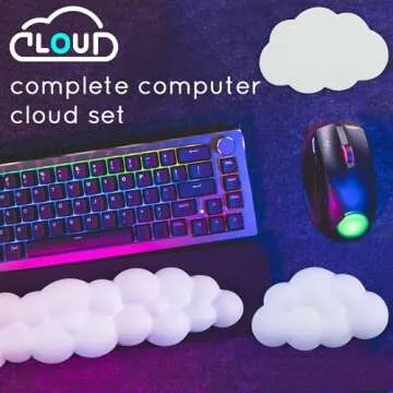 Cloud Wrist Rest for Computer Keyboard Arm Wrist Rest with Non-Slip Base Extended Wrist Rest Ergonomic Memory Foam for Keyboard and Mouse Typing Pain Relief, Office, Gaming, Computer