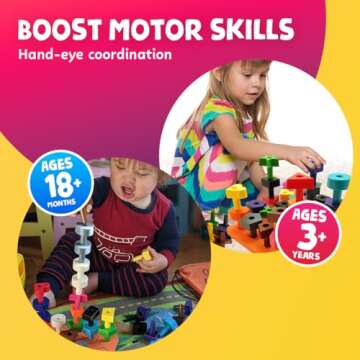 Skoolzy Toddler Toys Peg Board 38 Pc - Toddler Toys Age 2-4 - Stacking Toys and Learning Toys for 2 Year Olds- STEM Toys for 2+ Year Old - Toddler Puzzles Ages 2-4 - Autism Toys for Toddlers 3-4
