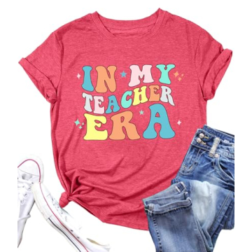 Teacher Shirts Women in My Teacher Ear Graphic Short Sleeve T-Shirt Blouse Teacher Gifts Tops Tee