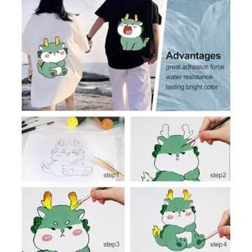 Colorful Fabric Paint Set for Clothes 12 Colors - Permanent Textile Paint Kit for Shoes, Canvas - Non-Toxic Slick Painting Set for Adults, Beginner & Artists