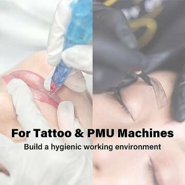 Dragoart 200Pcs Tattoo Machine Covers, PMU Machine Covers Tattoo Supplies PMU Supplies Disposable Clear Plastic Tattoo Gun Wrap Tattoo Pen Covers Tattoo Grip Wrap Sleeves(Blue 2.09 inch x 6.45 inch)