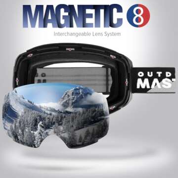 OutdoorMaster Ski Goggles PRO - Frameless, Interchangeable Lens 100% UV400 Protection Snow Goggles f...