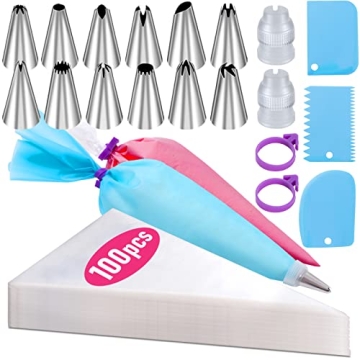 Piping Bags and Tips Set - 100Pcs for Cake Decorating
