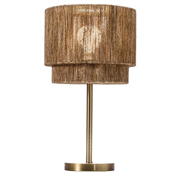 Modern Home Soho Jute Golden Brass Table Lamp w/Natural Jute Rope Shade