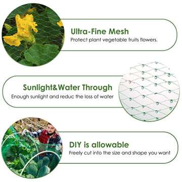 Ruolan Bird Netting for Garden Protect Vegetable Plants and Fruit Trees 13X20Ft, Plastic Trellis Net...