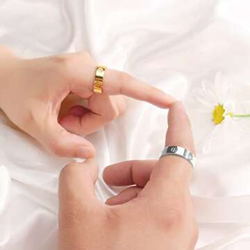 AmorArtSky Love Ring 18k Gold Silver Rings ：Friendship Ring With Screw Design Inlay Cubic Zirconia...