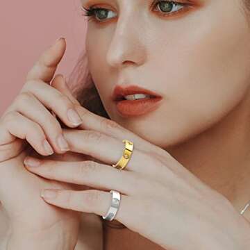 AmorArtSky Love Ring 18k Gold Silver Rings ：Friendship Ring With Screw Design Inlay Cubic Zirconia Stainless Steel Wedding Promise Bands Jewelry Mother's Day Birthday Gifts for Women, Size 6-10, 6 7 8