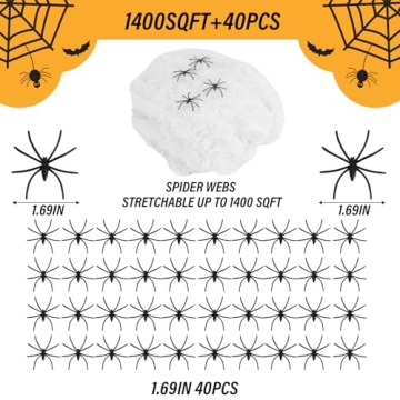 Spider Web Halloween Decoration Kit - 1400 Sqft