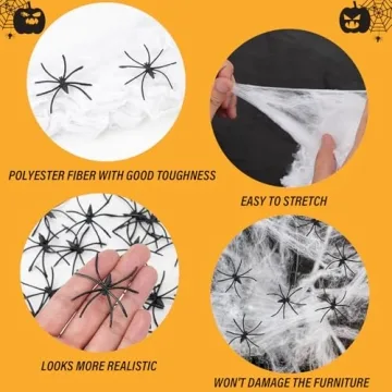 Spider Web Halloween Decoration Kit - 1400 Sqft