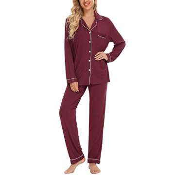 Pjmlifecoco Pajamas Set Long Sleeve Womens Button Down Sleepwear Two Piece Nightwear Soft Pj Lounge ...