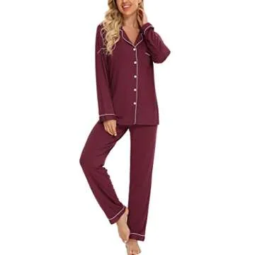 Pjmlifecoco Soft Pajamas Set Long Sleeve for Women