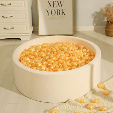 TRENDPLAY Star Ball Pit Balls for Ball Pits -100pcs Plastic Ball Star Shapes Non-Toxic Crush Proof Play Balls for Play Tent Pool Playpen Party Decoration, Stars Shaped Pearl Gold