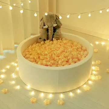 TRENDPLAY Star Ball Pit Balls for Ball Pits -100pcs Plastic Ball Star Shapes Non-Toxic Crush Proof Play Balls for Play Tent Pool Playpen Party Decoration, Stars Shaped Pearl Gold