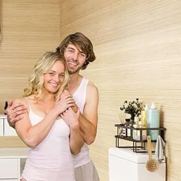 Godboat Bathroom Organizers and Storage - Over Toilet Storage, Bathroom Shelves with 2 Hooks, Wall Mounted Toilet Shelf Rack, Behind and Above the Toilet Organizer, Gifts for Women (Black, 1-Tier)