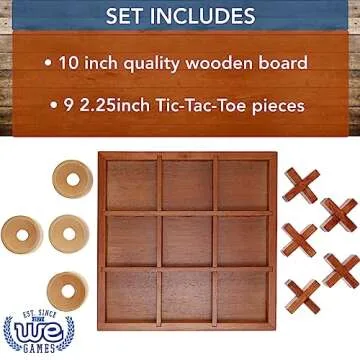 WE Games Tic-tac-Toe Wooden Board Game