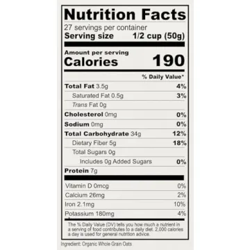 Anthony's Organic Rolled Oats, Gluten Free & Non GMO 3 lb