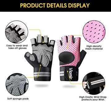 Viomir Workout Gloves with Wrist Support for Gym Training
