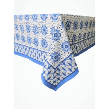 ATOSII Morocco Blue 100% Cotton Tablecloth, Handblock Print Rectangle Table Cover for Kitchen Dining I Tabletop Linen I Parties, Thanksgiving, Christmas, Wedding, Table Cloth 60 X 108 Inches
