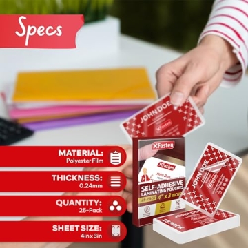 XFasten Self-Sealing Laminating Pouches for Business Cards