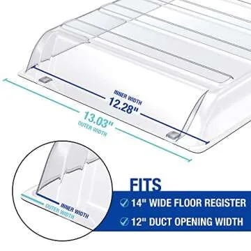 Ventilaider Magnetic Air Vent Extender for Under Furniture, Improved Stronger Plastic Material, Fits Floor Registers Up to 14" Wide, Dimensions: 1.5" Tall, 12.9" Wide, Extends From 17" Up to 33" Long