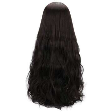 STYLER Long Black Synthetic Wig with Bangs - Natural Long Wavy Cosply Wigs for Women Halloween Chris...