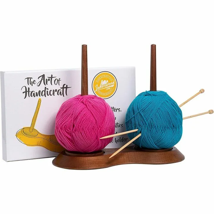 Handmade Yarn Double Holder with Twirling Mechanism