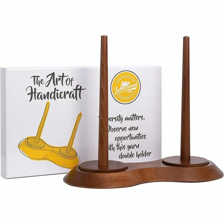 Handmade Yarn Double Holder with Twirling Mechanism