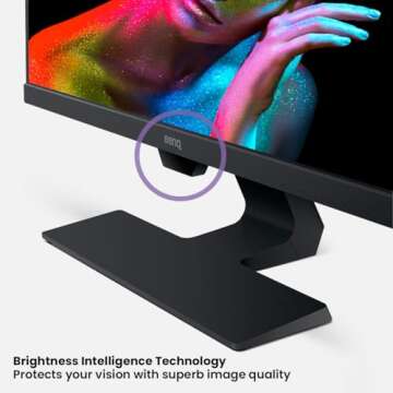 BenQ GW2480 Computer Monitor 24" FHD 1920x1080p | IPS | Eye-Care Tech | Low Blue Light | Anti-Glare | Adaptive Brightness | Tilt Screen | Built-In Speakers | DisplayPort | HDMI | VGA,Black