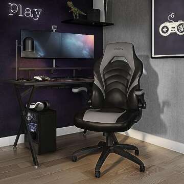 STAPLES Emerge Vortex Bonded Leather Ergonomic Gaming Chair with Lumbar Support, High Back and Adjustable Tilt Lock