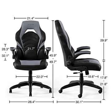 STAPLES Emerge Vortex Bonded Leather Ergonomic Gaming Chair with Lumbar Support, High Back and Adjustable Tilt Lock