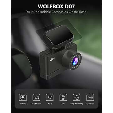 WOLFBOX Dash Cam Front and Rear, D07 4K Dash Camera for Cars with WiFi GPS, 4K/2.5K + 1080P Dual Das...