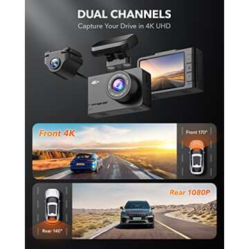WOLFBOX Dash Cam Front and Rear, D07 4K Dash Camera for Cars with WiFi GPS, 4K/2.5K + 1080P Dual Dashcam with 2.45" LCD, 170°FOV, Night Vision, Loop Recording, Smart Parking Monitor, Magnetic Mount