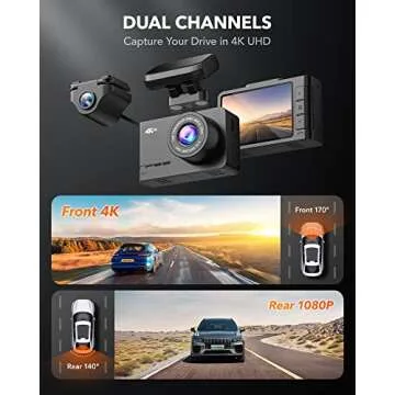 WOLFBOX Dash Cam Front and Rear, D07 4K Dash Camera for Cars with WiFi GPS, 4K/2.5K + 1080P Dual Dashcam with 2.45" LCD, 170°FOV, Night Vision, Loop Recording, Smart Parking Monitor, Magnetic Mount