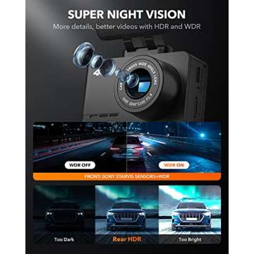 WOLFBOX Dash Cam Front and Rear, D07 4K Dash Camera for Cars with WiFi GPS, 4K/2.5K + 1080P Dual Dashcam with 2.45" LCD, 170°FOV, Night Vision, Loop Recording, Smart Parking Monitor, Magnetic Mount