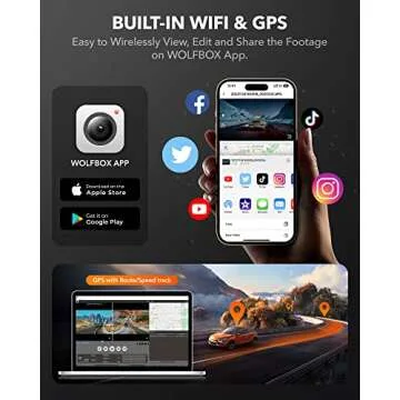 WOLFBOX Dash Cam Front and Rear, D07 4K Dash Camera for Cars with WiFi GPS, 4K/2.5K + 1080P Dual Dashcam with 2.45" LCD, 170°FOV, Night Vision, Loop Recording, Smart Parking Monitor, Magnetic Mount