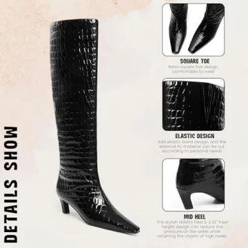 Cynllio Knee High Women's Boots Stylish Kitten Heel Flexibility