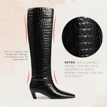 Cynllio Knee High Women's Boots Stylish Kitten Heel Flexibility