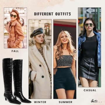 Cynllio Knee High Women's Boots Stylish Kitten Heel Flexibility