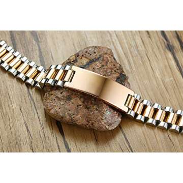 VNOX Medical Jewelry-Two-Tone Custom Engraving Wide Stainless Steel ID Emergency Watchband Link Bracelet,8.5"