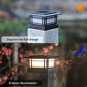 Dynaming 6 Pack Solar Post Lights Outdoor, Solar Powered Fence Post Cap Lights, High Brightness Warm...