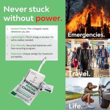 ChargeTab Emergency Portable Charger Compatible with iPhone—3 Pack Lightning Pre-Charged 3000mAh Power Packs, Slim & Lightweight with 2-Year Shelf Life, iPhone 14 and Older Models