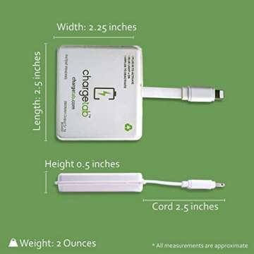 ChargeTab Emergency Portable Charger Compatible with iPhone—3 Pack Lightning Pre-Charged 3000mAh Power Packs, Slim & Lightweight with 2-Year Shelf Life, iPhone 14 and Older Models