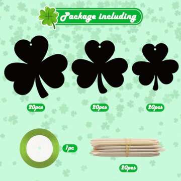 CY2SIDE 60PCS St. Patrick’s Day Shamrock Rainbow Color Scratch Bookmark for Kid DIY Shamrock Rainb...