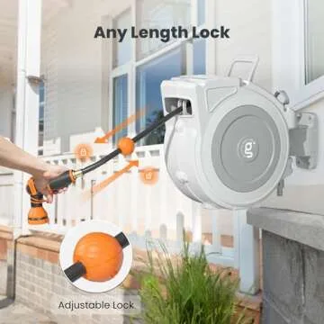 Giraffe Tools 65 ft Hose Reel with Multi-Function Sprayer