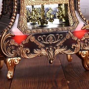 Decorative Table Clock,URMAGIC European Vintage Style Antique Clock with 12 Songs,12x6 Inch Plastic Retro Shelf Clock,Battery Operated Desktop Clock,Decorative Desk Alarm Clocks for Home Room Decor