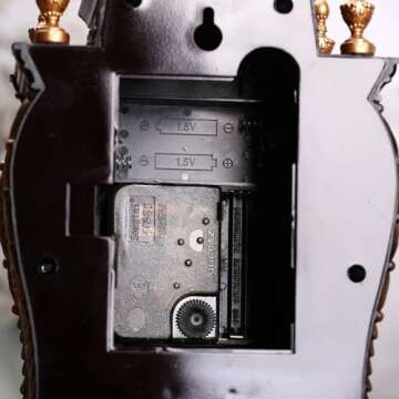 Decorative Table Clock,URMAGIC European Vintage Style Antique Clock with 12 Songs,12x6 Inch Plastic Retro Shelf Clock,Battery Operated Desktop Clock,Decorative Desk Alarm Clocks for Home Room Decor